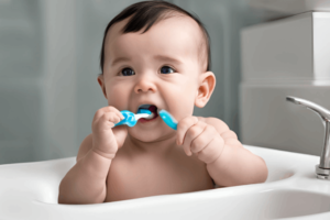 cómo cepillar los dientes de un bebé